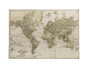 J-LINE WERELDKAART – METAAL WIT/KHAKI