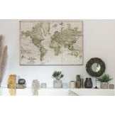 J-LINE WERELDKAART – METAAL WIT/KHAKI