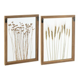 J-LINE WANDDECORATIE CEREAL GRENS DENNENHOUT/GLAS TRANSPARANT/BRUIN (SET VAN 2)