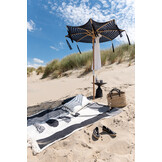 J-LINE STRANDTAS MET SCHELPJES EN ZWARTE HANDVATTEN – JUTE NATUUR/ZWART LARGE