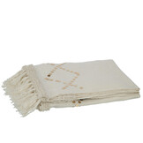 J-LINE PLAID DIAMONDS+FRINGES – KATOEN/SEQUIN WIT/GOUD