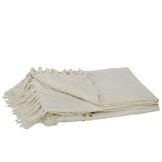 J-LINE PLAID DIAMONDS+FRINGES – KATOEN/SEQUIN WIT/GOUD