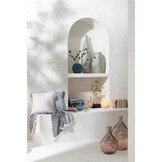 J-LINE KUSSEN SEMI-EFFEN WEVING + FRANJES – KATOEN – WIT/BLAUW – 45 CM