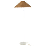 J-LINE VLOERLAMP METAAL/ROTAN – WIT/NATUUR