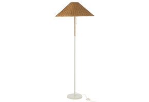 J-LINE VLOERLAMP METAAL/ROTAN – WIT/NATUUR