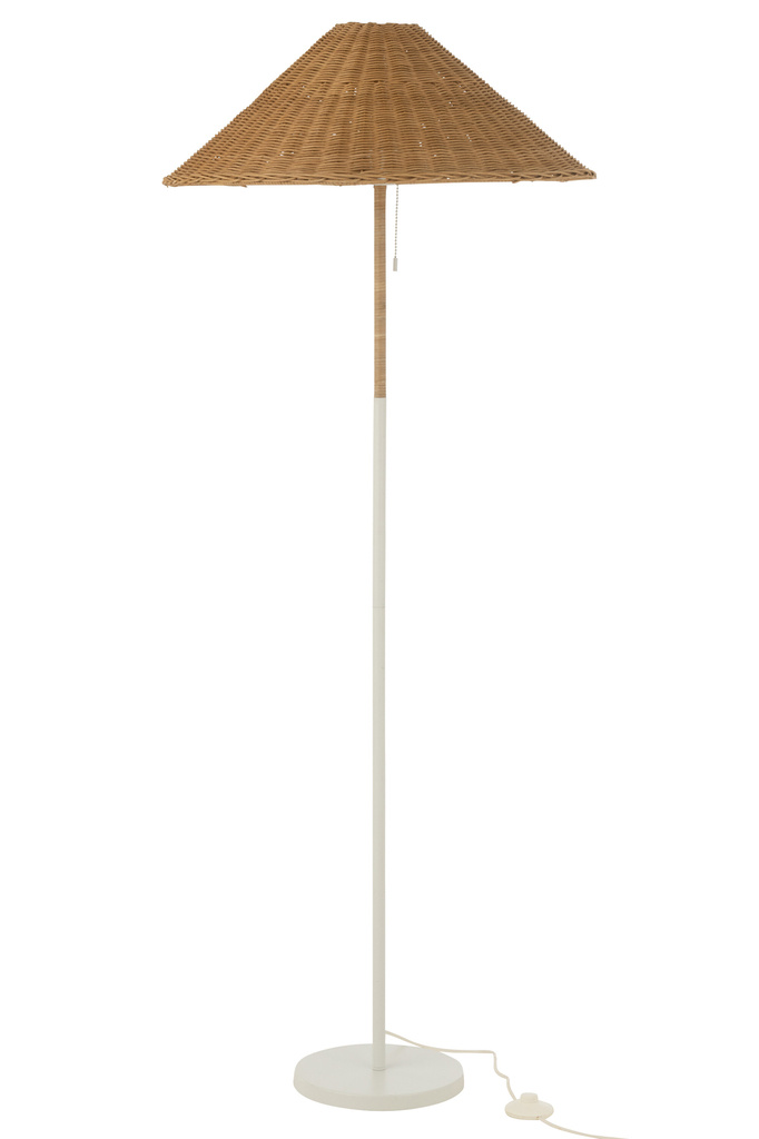 J-LINE VLOERLAMP METAAL/ROTAN – WIT/NATUUR