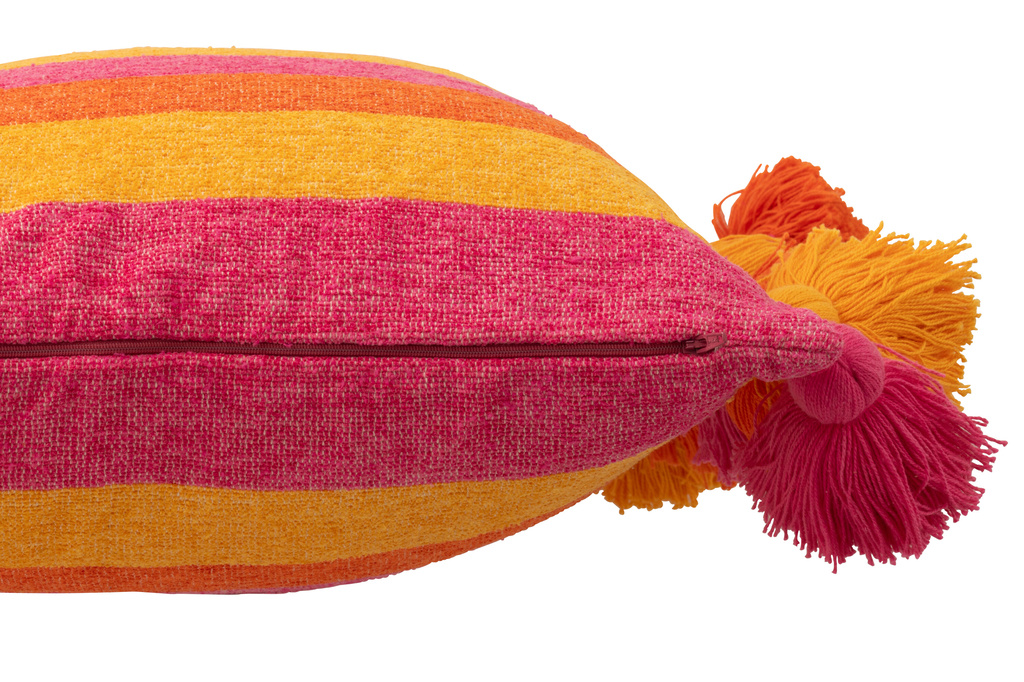 J-LINE KUSSEN STREPEN + KWASTJES – KATOEN/VISCOSE – MULTICOLOUR – 50 CM