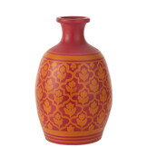 J-LINE VASE FLOWERS+LINES TERRACOTTA ROZE/ORANJE