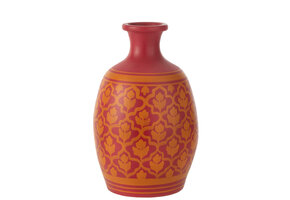J-LINE VASE FLOWERS+LINES TERRACOTTA ROZE/ORANJE