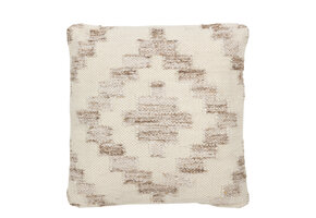 J-LINE KUSSEN ETHNIC SQUARES – WOL/KATOEN – CREME/BEIGE – 45 CM