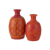 J-LINE VASE FLOWERS+LINES TERRACOTTA ROZE/ORANJE