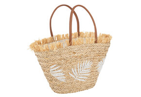J-LINE STRANDTAS LEAF JUTE NATURAL/WHITE