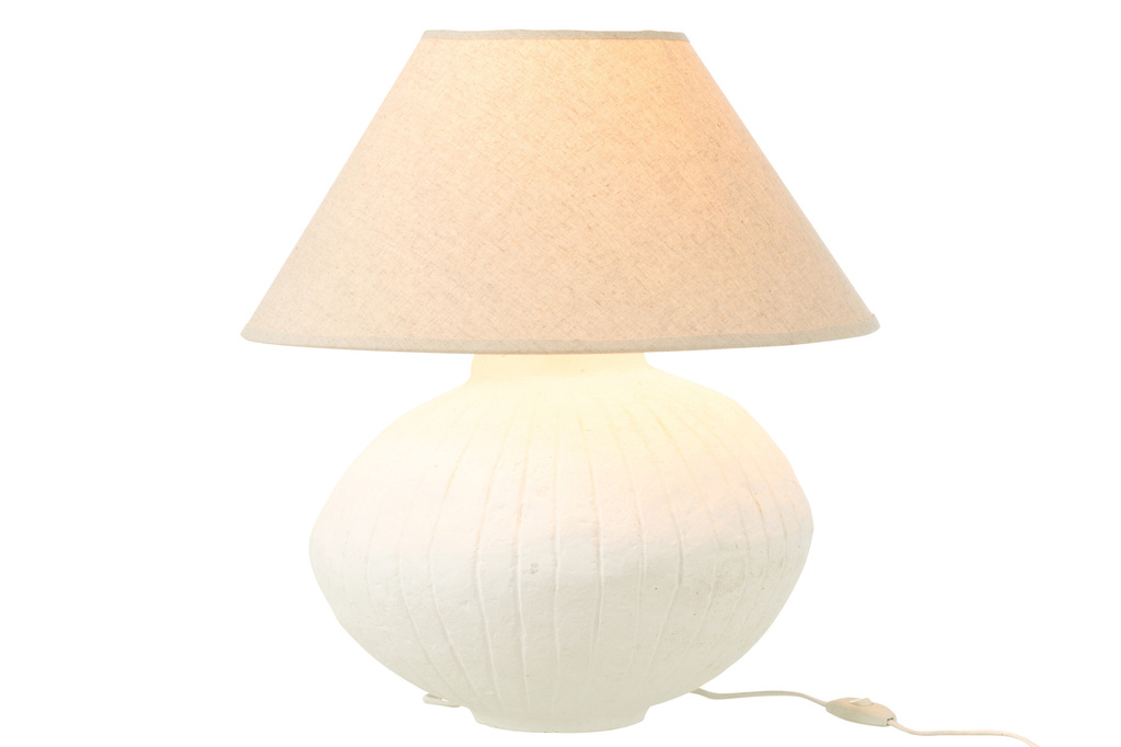 J-LINE LAMP POT + CAP PAPER MACHE – WIT