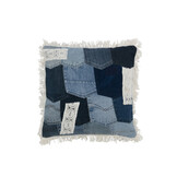 J-LINE KUSSEN PATCHWORK – DENIM/KATOEN – BLAUW/WIT – 45 CM