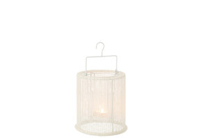 J-LINE HANGLANTAARN CILINDER METAAL/POLYESTER WIT SMALL