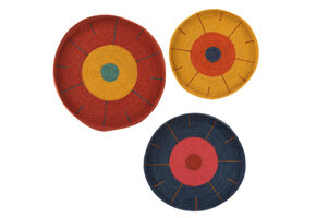 J-LINE SET VAN 3 WANDDECORATIE TRAYS CIRCLES+LINES ZEEGRAS MIX
