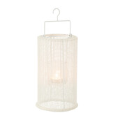 J-LINE LANTAARN HANGEND CYLINDER METAAL/POLYESTER WIT LARGE