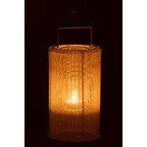J-LINE LANTAARN HANGEND CYLINDER METAAL/POLYESTER WIT LARGE