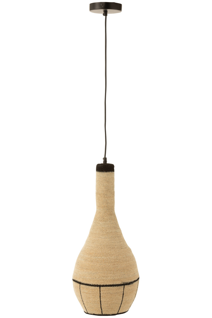 J-LINE HANGING LAMP PEAR LINES SEAGRASS – NATURAL/BLACK