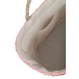 J-LINE STRANDTAS KORTE HANDVATTEN – HORIZONTALE STREPEN JUTE NATURAL/LIGHT PINK