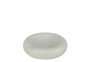 J-LINE SCHAAL ROND LAAG MARMER WIT SMALL