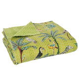 J-LINE PLAID/STRANDKLEED EXOTISCHE DIEREN & PLANTEN KATOEN GROEN LARGE