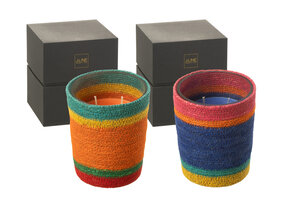 J-LINE GEURKAARS MAND BLAUW – WAX/MAND/GLAS – 55 UUR – SET VAN 2