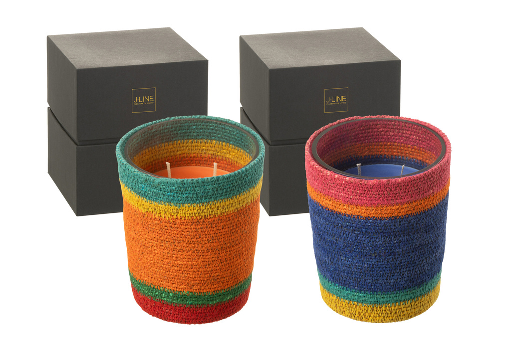 J-LINE GEURKAARS MAND BLAUW – WAX/MAND/GLAS – 55 UUR – SET VAN 2