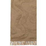 J-LINE RUG TUFTED CURVES/FRINGES WOOL BEIGE