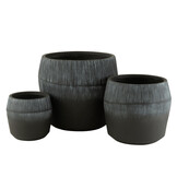 J-LINE SET VAN 3 BLOEMPOTTEN FIBER CLAY ZWART