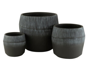 J-LINE SET VAN 3 BLOEMPOTTEN FIBER CLAY ZWART