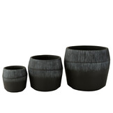J-LINE SET VAN 3 BLOEMPOTTEN FIBER CLAY ZWART