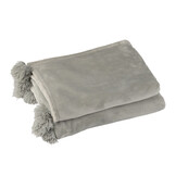 J-LINE PLAID MET POMPONS POLYESTER GRIJS