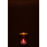 J-LINE WINDLICHT HURRICANE GOLD RIM GLASS RED MEDIUM