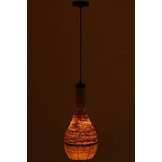 J-LINE HANGING LAMP PEAR LINES SEAGRASS – NATURAL/BLACK