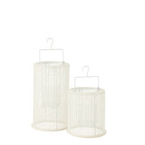 J-LINE LANTAARN HANGEND CYLINDER METAAL/POLYESTER WIT LARGE