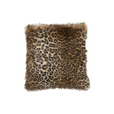 J-LINE KUSSEN FAKE FUR LEOPARD – POLYESTER/ACRYL – ZWART/BRUIN – 44 CM