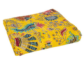 J-LINE PLAID/STRANDKLEED BLOEMEN & STIKSELS KATOEN GEEL LARGE