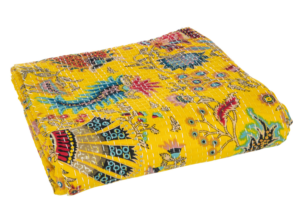 J-LINE PLAID/STRANDKLEED BLOEMEN & STIKSELS KATOEN GEEL LARGE