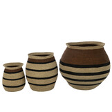 J-LINE SET VAN 3 MANDEN ROND STRIPED MARIE – ZEEGRAS BRUIN/ZWART