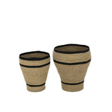 J-LINE SET VAN 2 BASKETS ROUND STRIPED MARIE – SEAGRASS NATURAL