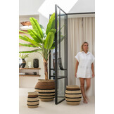 J-LINE SET VAN 3 MANDEN ROND STRIPED MARIE – ZEEGRAS BRUIN/ZWART