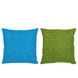 J-LINE KUSSEN PATROONSTOF – KATOEN/POLYESTER – GROEN/BLAUW – SET VAN 2 – 45 CM