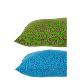 J-LINE KUSSEN PATROONSTOF – KATOEN/POLYESTER – GROEN/BLAUW – SET VAN 2 – 45 CM