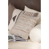 J-LINE KUSSEN SEMI-PLAIN WEEFSTRUCTUUR WOL BEIGE