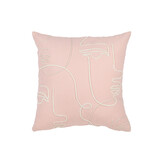 J-LINE KUSSEN ABSTRACTE GEZICHTEN – KATOEN – LICHTROZE/WIT – 45 CM