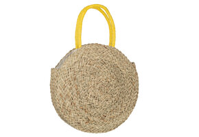 J-LINE STRANDTAS ROND MET BLOEM – ZEEGRAS NATUUR/GEEL