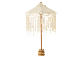 ChatGPT zei:  J-LINE PARASOL ON FOOT LONG FRINGES HOUT/TUMANGGAL WIT