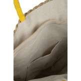 J-LINE STRANDTAS ROND MET BLOEM – ZEEGRAS NATUUR/GEEL