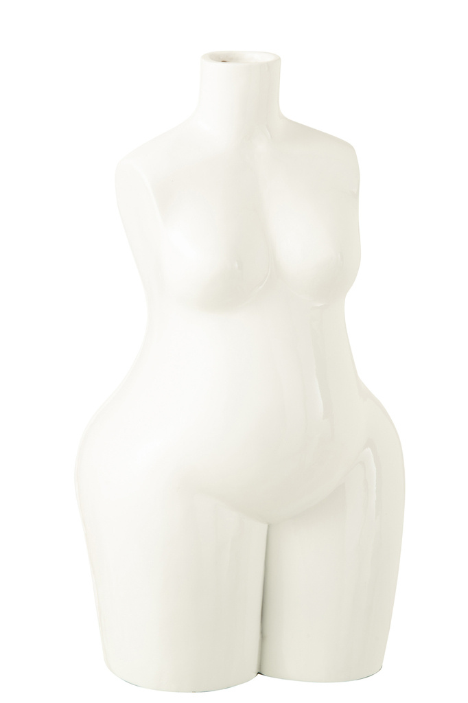 J-LINE VAAS LADY BODY POLYRESIN SHINY WHITE LARGE